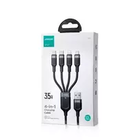 Joyroom 4-in-1 USB - Lightning/ Type-C/ Type-C/ Micro USB laidas Multi-Color Series A18, 3,5A, 1,2m, Juodas (S-1T4018A18c)