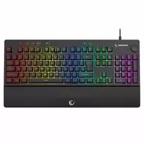Rampage Simula RGB Macro KB-GX65 laidinė membraninė žaidimų klaviatūra su riešo atrama, juoda