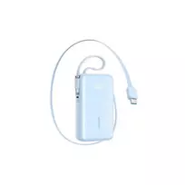 Joyroom Power Bank su skaitmeniniu ekranu, 10000 mAh, 35W PD, įmontuojamais ištraukiamais 2x Type-C laidais (0,7 m), mėlyna (JR-PR2L)