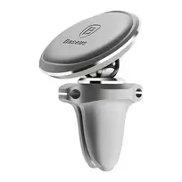Baseus automobilinis laikiklis magnetinis telefonui (oro ventiliacijos grotelėms) 360° su kabelio laikikliu, sidabrinis