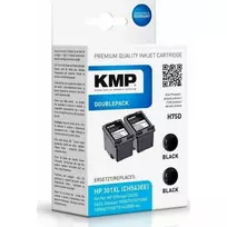 KMP DOUBLEPACK H75D - 2 vnt. - 8 ml - XL - Juoda - Suderinama rašalo kasetė (HP 301XL, HP CH563EE alternatyva)