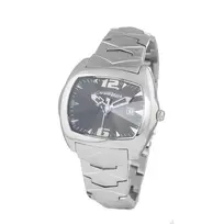 CHRONOTECH CT2188L-02M Vyriškas analoginis kvarcinis laikrodis 41mm nerūdijančio plieno juodas ciferblatas sidabrinė apyrankė