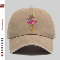 pc Pink Flamingo Print Trucker Cap  Adjustable Buckle Strap Washed Vintage Baseball Hat Suitable for Women  Men Lightweight 1pc
