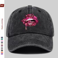 pc pcs Adjustable Trucker Baseball Cap with Sparkling Lip Print Snapback Buckle Closure Suitable for Men  Women Lightweight 1pc