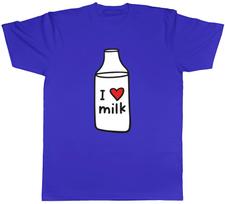 I Love Milk Mens T Shirt Funny Milk Bottle Unisex Tee Gift 2 XL