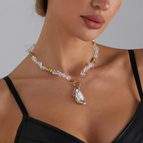 Seashell Locket Pendant Necklace for Women One Size auksas