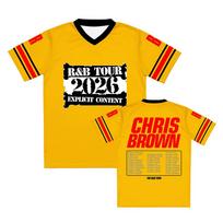 Fashion The R&B Tour Football Tee Jersey Ushere Chris Brown Print T-shirt Loose Summer Short Sleeve Male Tshirts Streetwear Top XXS