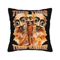 Tung Tung Tung Sahur Pillowcase Polyester Cushion Cover Decorative Italian Brainrot Meme Throw Pillow Case Cover Home 45X45cm 40x40cm