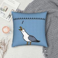 Funny Screaming Seagull Pillowcase, AAAAA Meme Cushion Cover, Cartoon Bird Art Decor for Living Room Bedroom Sofa 40x40cm