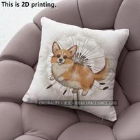 Cute Corgi Dandelion Print Throw Pillow Covers Pattern Cushion Cover Suitable For Sofa Bedroom Car Pillow Cover 40x40cm