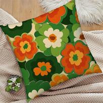 Retro 70-ųjų Gėlių Jėgos Pagalvės Užvalkalas, Žalias Oranžinis Abstrakčių Gėlių Pagalvės Užvalkalas, Boho Namų Dekoras 50x50cm orange