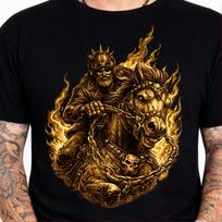 Flaming Viking Warrior Horse Rider Norse Mythology Biker Fantasy Graphic T-Shirt XXXXL
