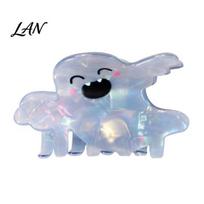 Smiling Face Hair Clip Halloween Claw, Cute Ghost Gripper, Firm Grip with Colorful Shell Texture Shimmer for Medium Long Hair, Comfortable Stylish tamsiai mėlyna spalva