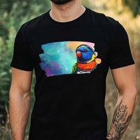 T-Shirt Herren Regenbogenlori als Astronaut Motiv Baumwolle Größe XS bis 5XL XS