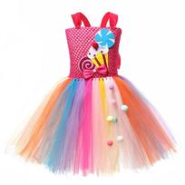 Rainbow Tutu Dress Cute Chicas Sweet Lollipop Cosplay Dress Up Purim Festival Celebration Costume Candy Design Enfant Clothes S 2-3T