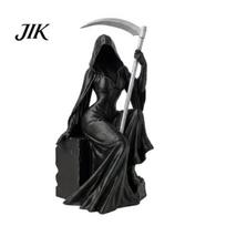 Dark Fantasy Decor Grim Reaper Figurine with Scythe 3D Printed Mysterious Female Macabre Room Decoration Statue Gothic Spooky Sculpture for Bookshelf juoda