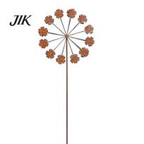 Weather-resistant Garden Stake Metal Dandelion Distressed Rusty Statue Outdoor 3D Flower Sculpture Yard Art for Patio Lawn Bed Decoration Courtyard 1pc B