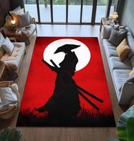 Japanese Calligraphy Katana Print Area Rug, Traditional Culture Floor Mat for Living Room Bedroom Game Room Dorm Home Decor 40X60CM
