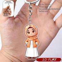 Acrylic Material 2D Flat Design Keyring Lightweight Cartoon Key Pendant  Office Hangings Style E