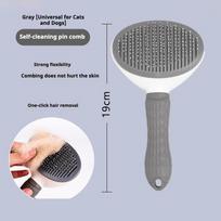 Ergonomic Handle Pet Hair Remover Brush Soft Bristle Pet Massage Comb Loose Fur&Fleas Removing for Cats&Dogs Indoor&Outdoor (Gray,19.5*10.5cm) pilka spalva
