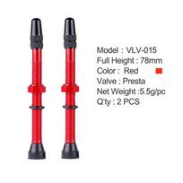 60mm Ultra-light Brass Aluminum Sealant Tubeless Tire MTB Bicycle Presta Valve Extender Valves 78mm raudona