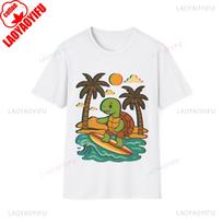 Surfing Turtle Unisex Graphic T Shirts Beach Vibes Tee Vacation Unisex Unisex Tee Summer Fashion High Quality Cotton Streetwear Tops S