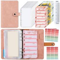 PU A6 Soft Budget Binder Planner 6 Hole Binder Pockets Money Saving Envelope  Budget Planner rožinė