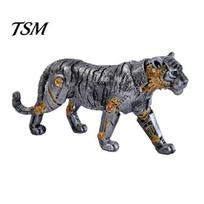Vintage Style Metal Look Figurine Steampunk Mechanical Beast Resin Figurine, Gear Tiger Lion Gorilla Dinosaur Ornament for Office Statue, Industrial A