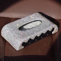Diamond Car Seat Tissue Box Glitter Dazzling Rhinestone Car Decorations Personalized Seat Tissue Box Car Essential Accessories Colorful diamond