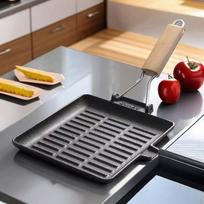 Frying Pan for Steak on Stovetop Cast Iron with Handle Camping Use 20cmx20cmx19cm