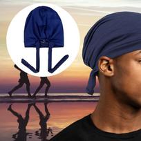 Men's Turban Hat Bandana Hair Cover Head Scarf for Sports tamsiai mėlyna spalva