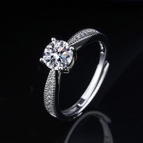2026 Exquisite Ring Classic Four-claw One-carat Moissanite Light Luxury Proposal Ring Resizable