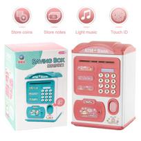 Non-Toxic Cute Cartoon Atm Machine Money Bank With Face Unlock Fingerprint Safe Box Educational Music Coin Box For Kids Fun Learning
