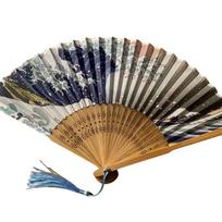 Japoniška sulankstoma vėduoklė Rankų darbo dekoratyvi Kanagavos banga Sulankstoma vėduoklė Nešiojama Vintažinės rankinės vėduoklės Senovinio stiliaus sulankstoma vėduoklė black