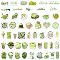 50/100Pcs Green Coffee Cake Fresh Style Stickers DIY for Notebook Skate Phone Helmet Album Fridge Removable Fade Resistant Decal