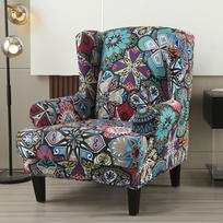 Bohemia Style Wing Chair Cover Stretch Spandex Armchair Cover Relax Sofa Slipcovers With Seat Cushion Covers Footstool Covers gray