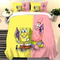 SpongeBob SquarePants duvet cover set, boy and girl duvet cover pillowcase, cute set, king size bedding set 2/3 piece set 135x200cm