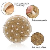 Body Brush, Natural   for Lymphatic Drainage and Blood Circulation,   Cleansing Bath Brush for Dry and Wet Skin, with   Handle beige