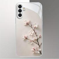 Nefritinės orchidėjos šakelės stiklinis telefono dėklas, tinkamas Samsung Galaxy S26 S25 S24 S23 S22 S21 S20 FE/Ultra/Plus5G, apsaugantis nuo kritimo galinis dangtelis Galaxy S25 sidabras