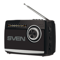 Speaker SVEN SRP-155, black (3W, Bluetooth, FM/AM/SW, USB, microSD, flashlight, battery)