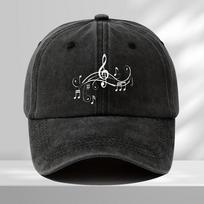 Vintažinė muzikinio natos trucker kepurė  Reguliuojama snapback beisbolo kepurė vyrams  moterims Juoda su baltu muzikiniu dizainu One Size