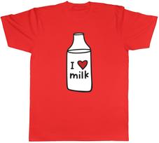 I Love Milk Mens T Shirt Funny Milk Bottle Unisex Tee Gift 4 XL