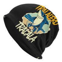 Tralalero Tralala Italian Brainrot Skull Cap  Unisex Hip Hop Beanie Hat with Shark Graphic Black with Yellow  Blue Design Ad One Size