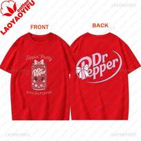 Dr Pepper Cotton TShirt New Style Fashion Popular Streetwear Harajuku Vintage Short Sleeved Shoujo Girl Style Bowknot Clothes S