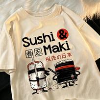 2026theduc Sushi And Sushi Printing Unisex Unisex Tshirt Cotton TShirts Loose T Shirt Crewneck Loose Tops Fashion Clothes Unisex S