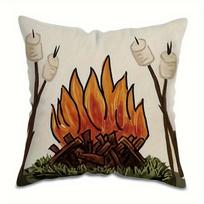 Campfire Pillowcase, 'Roast Marshmallows' Design - Cozy Home Decor for Outdoor Lovers, Perfect Gift for Camping Fans 35x35cm
