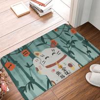 Cute Maneki Neko Lucky Cat Floor Door Kitchen Bathroom Mat Anti-Slip Outdoor  Doormat Garage Entrance Rug Carpet Footpad 40cm x 60cm