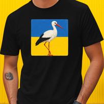 T-Shirt Herren Storch mit Ukrainische Flagge Motiv Baumwolle Größe S bis 5XL XS