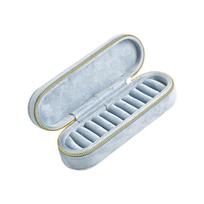 Travel Friendly Plush Jewelry Zip Case Luxurious Plush Jewelry Pouch Zip Closure Multi Compartment for Accessories mėlyna