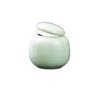Mini Color Glaze Ceramic Jars Sub-bottling Tea Box Portable Tea Storage Jar  Eyeshadow Light Green-Round1